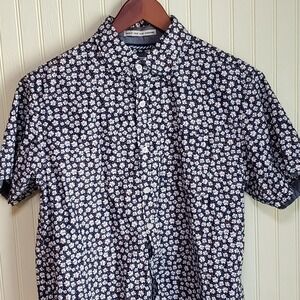 Rebel‎ James & Charli Shirt Mens Medium Blue Floral Short Sleeve Button Up